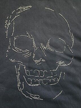 Torrid Size 3 Nightfall Relaxed Cozy Fleece Beaded Sweatshirt Skull Design Black